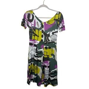 NWT Save the Queen Dress Women's Medium Multicolor Abstract Art A-Line